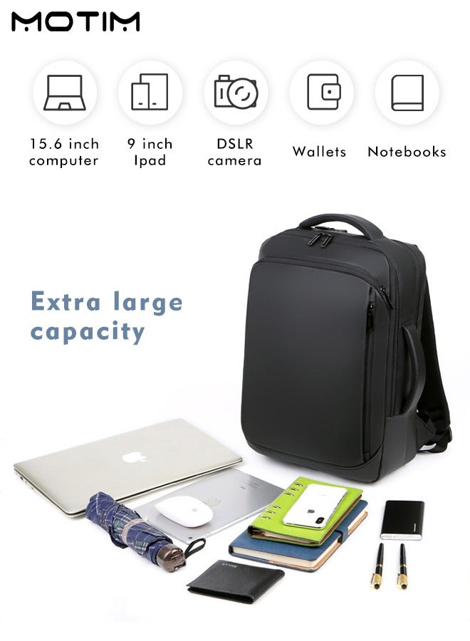 موتيم حقيبة ظهر كمبيوتر محمول للسفر، حقيبة ظهر كمبيوتر محمول متينة مضادة للسرقة مزودة بمنفذ شحن USB، حقيبة كمبيوتر محمول مقاومة للماء تناسب الكمبيوتر المحمول مقاس 15.6 بوصة مع مقصورة كمبيوتر مستقلة، سعة كبيرة - Image 5