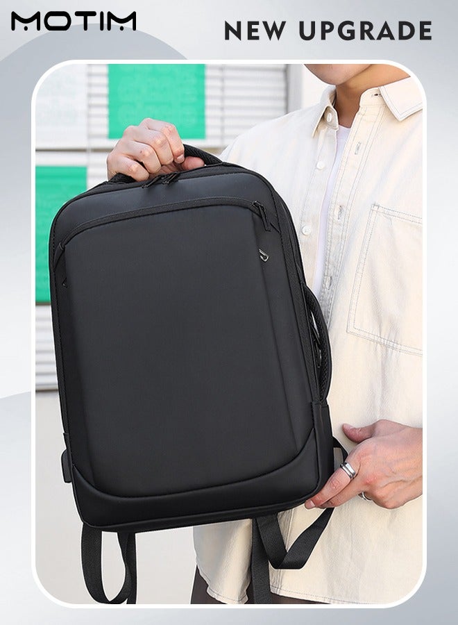 موتيم حقيبة ظهر كمبيوتر محمول للسفر، حقيبة ظهر كمبيوتر محمول متينة مضادة للسرقة مزودة بمنفذ شحن USB، حقيبة كمبيوتر محمول مقاومة للماء تناسب الكمبيوتر المحمول مقاس 15.6 بوصة مع مقصورة كمبيوتر مستقلة، سعة كبيرة - Image 2