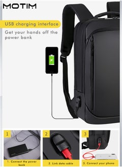 Motim Travel Laptop Backpack, Anti-Theft Durable Laptop Backpack with USB Charging Port, Waterproof Computer Bag Fits 15.6 Inch Laptop Notebook with Independent Computer Compartment, Large Capacity  - Image 3