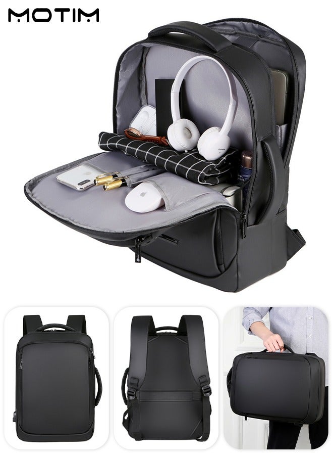 موتيم حقيبة ظهر كمبيوتر محمول للسفر، حقيبة ظهر كمبيوتر محمول متينة مضادة للسرقة مزودة بمنفذ شحن USB، حقيبة كمبيوتر محمول مقاومة للماء تناسب الكمبيوتر المحمول مقاس 15.6 بوصة مع مقصورة كمبيوتر مستقلة، سعة كبيرة - Image 4