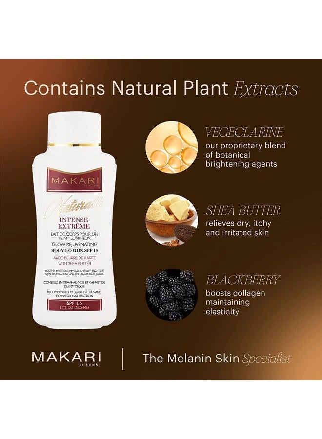 Makari لوشن الجسم المكاري الطبيعي المكثف SPF15 (17.6 أونصة) | لوشن مهدئ للجسم للبشرة الجافة إلى العادية | يضيء البشرة ويساعد في تلاشي العلامات | يهدئ ويغذي بزبدة الشيا - Image 4