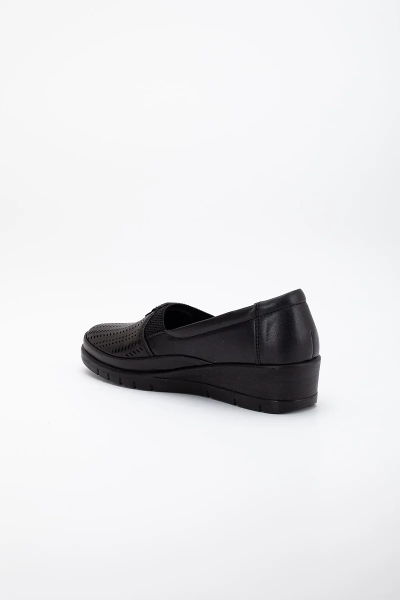 Dilimler Ayakkabı Slices Shoes Laser Printed Summer Black Wedge Heel Women's Casual Shoes