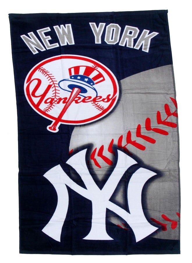 BUYYOURTIES TWL-12 - Luxurious - Licensed New York Baseball Sports - 100% Cotton Velour Beach Towel - Soft, Absorbent, and Stylish! - Image 1