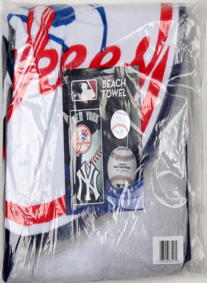 BUYYOURTIES TWL-12 - Luxurious - Licensed New York Baseball Sports - 100% Cotton Velour Beach Towel - Soft, Absorbent, and Stylish! - Image 2