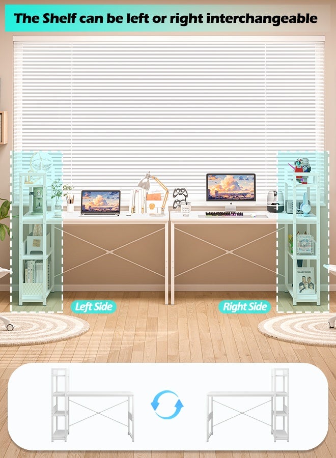 Harlan Office Table with Storage Shelves, Study Table with Bookshelf, Sturdy Computer Desk, Writing Workstation & Home Office Desk - Image 2