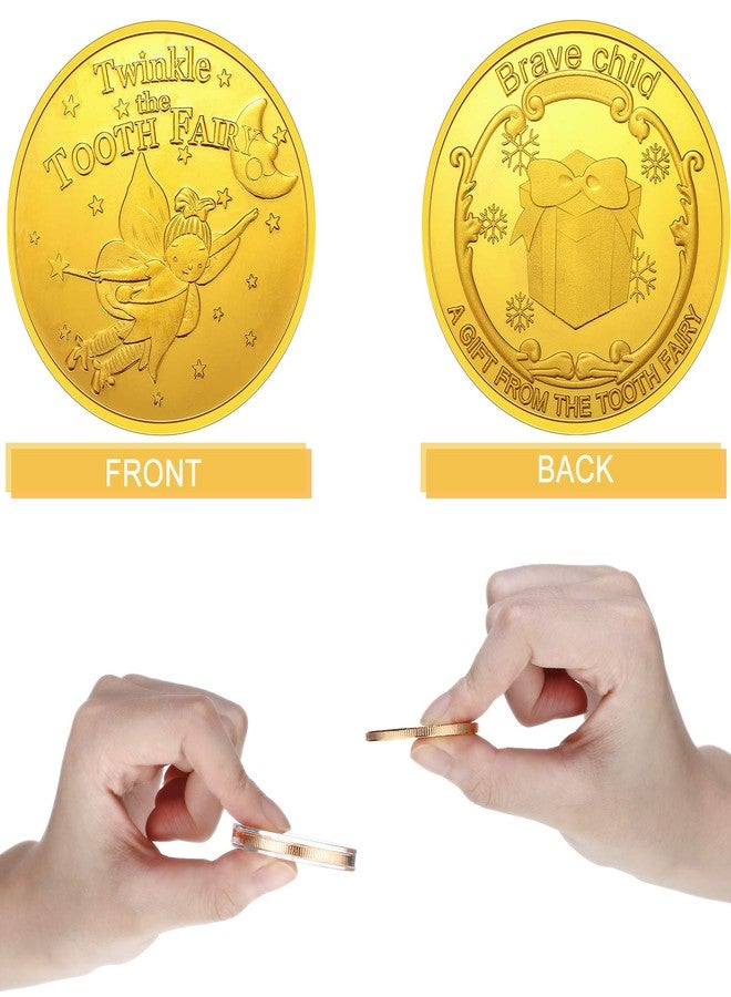 Yaomiao 5 Pieces Tooth Fairy Gold Coins for Kids Boys Girls Lost Teeth Reward Commemorative Coin Tooth Fairy Golden with Plastic Case No Fading Commemorative for Lost Kid - Image 2