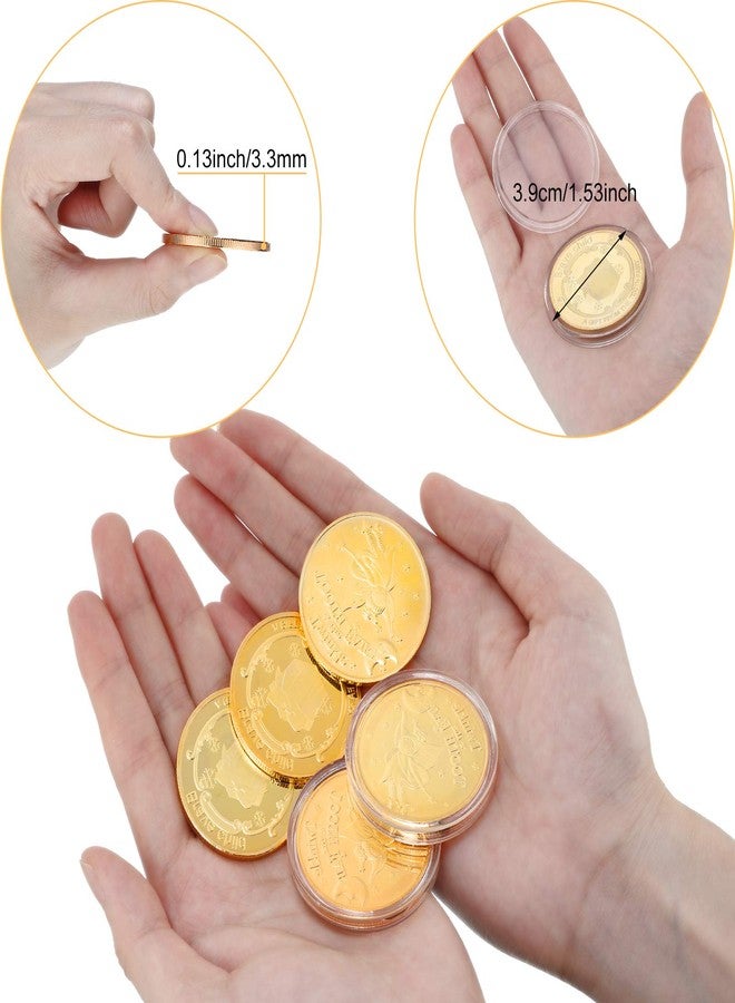 Yaomiao 5 Pieces Tooth Fairy Gold Coins for Kids Boys Girls Lost Teeth Reward Commemorative Coin Tooth Fairy Golden with Plastic Case No Fading Commemorative for Lost Kid - Image 5