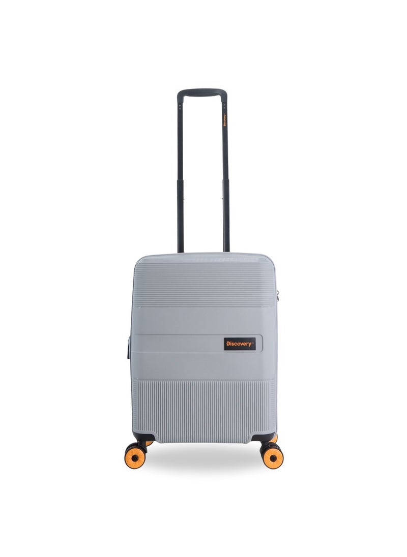 Discovery Discovery Trails Carry-On Small Cabin PP Hardside Luggage Silver, Durable Expandable Unbreakable Double Zip Lightweight Travel Bag 4 Double Wheel TSA Lock 21 Inch Suitcase Trolley Bag.  - Image 1