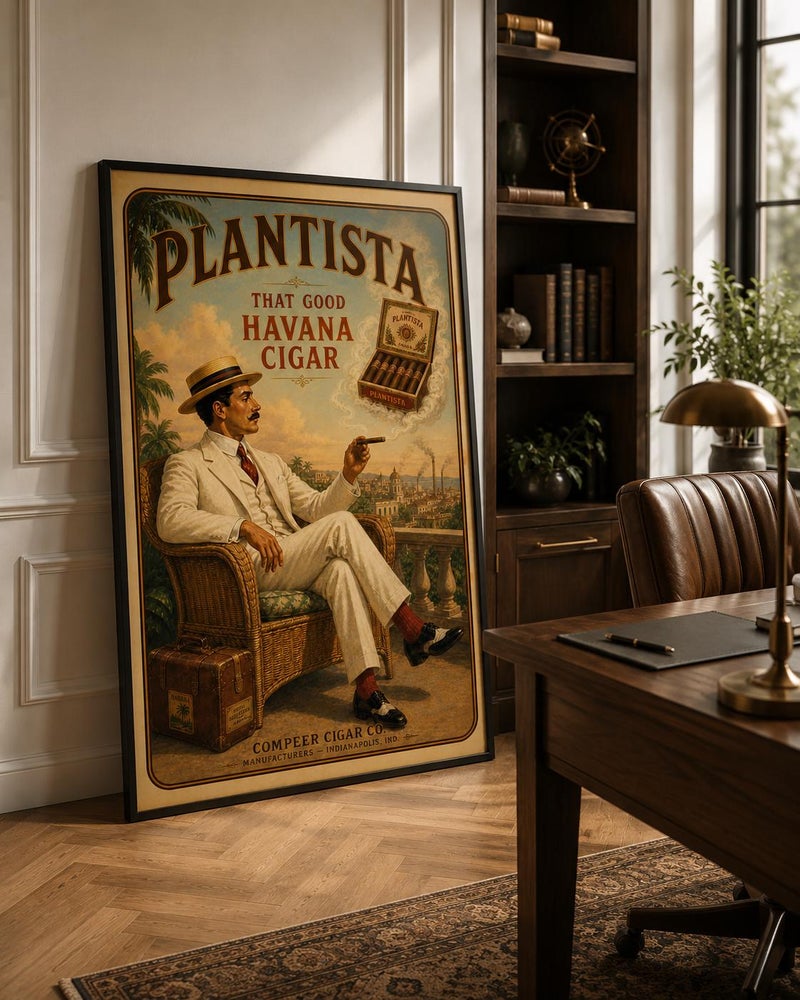 TNESSENTIAL Vintage Havana Cigar Poster Print, Cuban Lounge Wall Art, Retro Tobacco Advertisement, Gentleman Office Decor, Tropical Travel Poster - Image 1