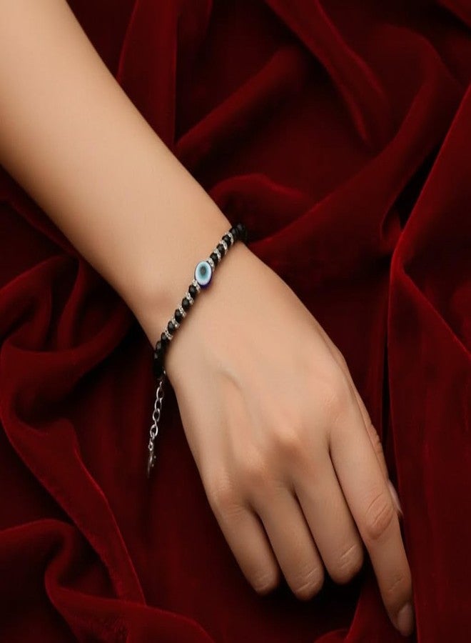 High Trendz Black Beads Evil Eye Bracelet for Women & Girls | Adjustable Nazariya Fashion Bracelet (Design -7) - Image 2