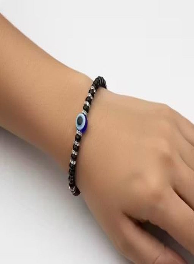 High Trendz Black Beads Evil Eye Bracelet for Women & Girls | Adjustable Nazariya Fashion Bracelet (Design -7) - Image 3