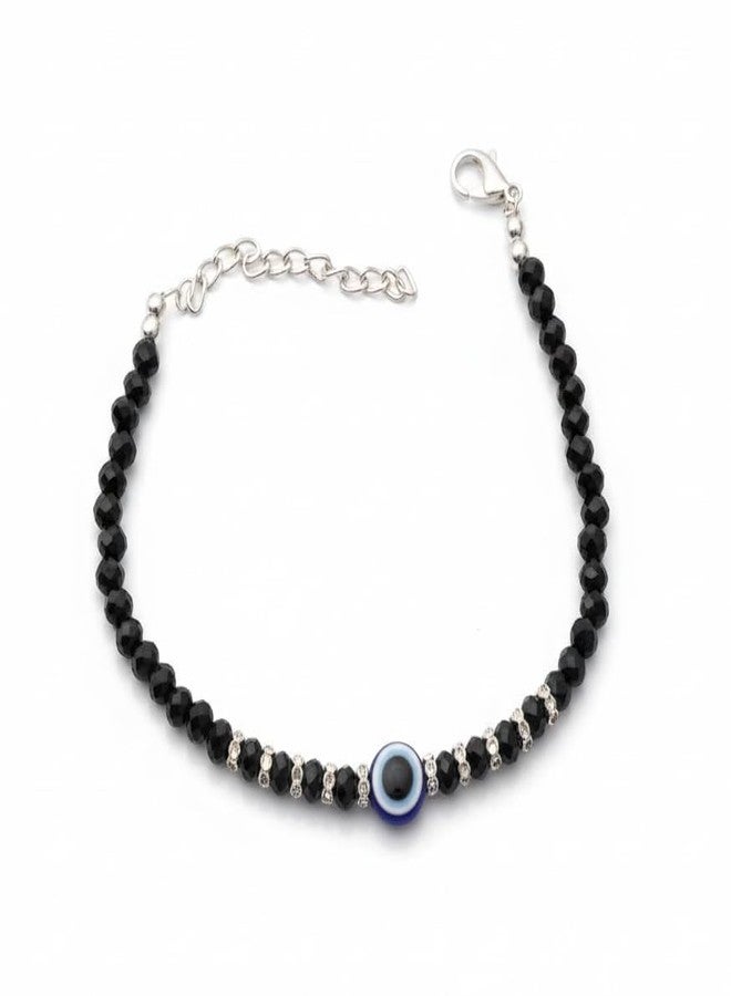High Trendz Black Beads Evil Eye Bracelet for Women & Girls | Adjustable Nazariya Fashion Bracelet (Design -7) - Image 1
