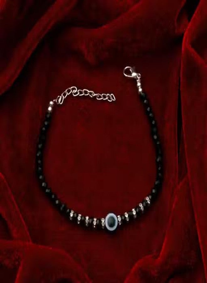 High Trendz Black Beads Evil Eye Bracelet for Women & Girls | Adjustable Nazariya Fashion Bracelet (Design -7) - Image 4