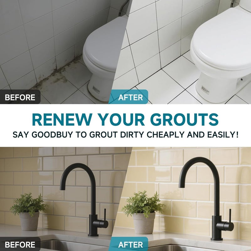 CARPOLY Tile Grout Repair Kit, 2 Pack Black Grout Filler for Bathroom, Kitchen, Rstore & Renew Tile Joints Line, Triple Protection, Fast Drying Shower Grout with Tools(Black, 10.58oz/300g) - Image 4
