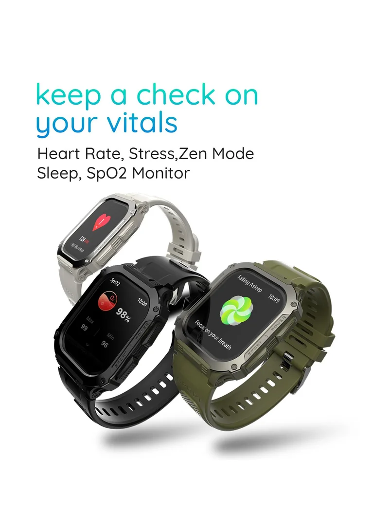 Pebble Bravo 1.99" Smartwatch for Men and Women, Infinite HD Display, 600 Nits Brightness, Bluetooth Calling, Rugged Build, Multi-Sports Modes, Health Suite, Sleep Monitor, Alarm & Notification
