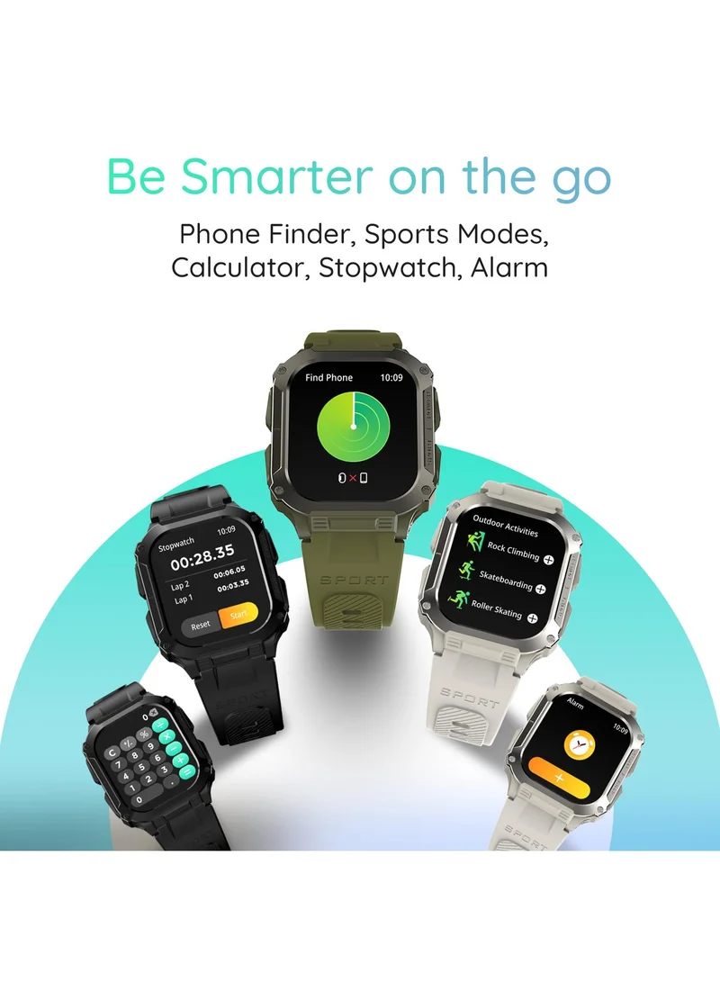 Pebble Bravo 1.99" Smartwatch for Men and Women, Infinite HD Display, 600 Nits Brightness, Bluetooth Calling, Rugged Build, Multi-Sports Modes, Health Suite, Sleep Monitor, Alarm & Notification