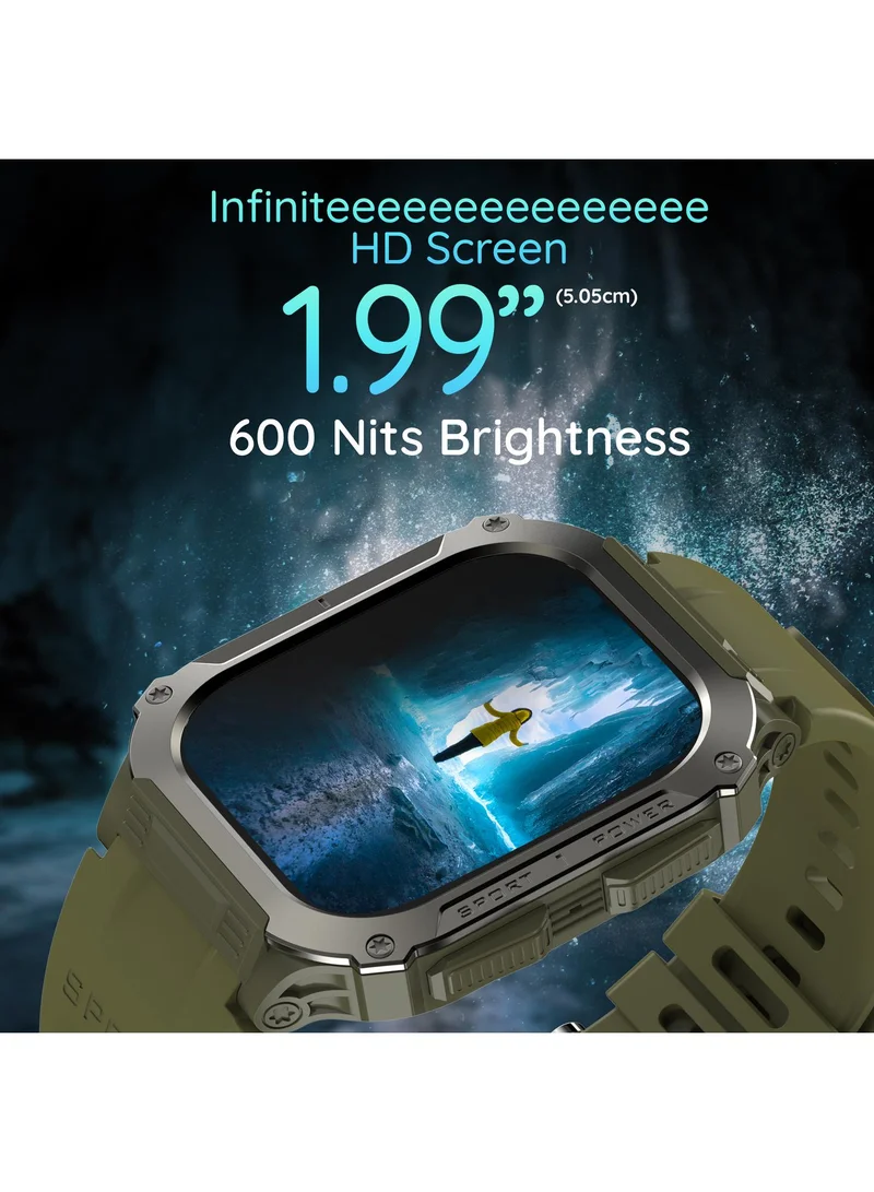 Pebble Bravo 1.99" Smartwatch for Men and Women, Infinite HD Display, 600 Nits Brightness, Bluetooth Calling, Rugged Build, Multi-Sports Modes, Health Suite, Sleep Monitor, Alarm & Notification