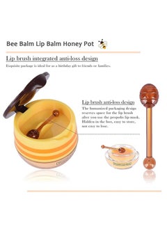 Charm Kiss 2Pcs Bee Lip Balm Honey Pot,Strawberry & Honey Moisturizing Propolis Lip Mask,Hydrating Prevention Dry And Cracked Lip Scrubs Exfoliator,Lip Sleep Mask Reduces Lip Lines Lip Skin Care Products 