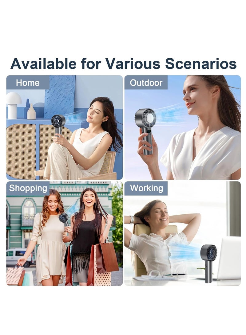 مروحة يدوية محمولة مع وضع التبريد بالثلج، مروحة قابلة لإعادة الشحن بسعة 5200 مللي أمبير، سرعة رياح قابلة للتعديل بـ 100 مستوى، محرك توربو هادئ، شاشة LED للاستخدام الداخلي والخارجي (أسود) - Image 4