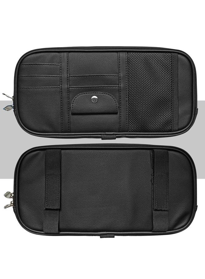 Da by Car Sun Visor Organizer, Multi-Pocket Visor Organizer Storage Pouch for Cars, SUVs & Trucks with Double Zippers, Elastic Bands & Glasses Clip - Organizes Essentials Keep Tidy (Black) - Image 5