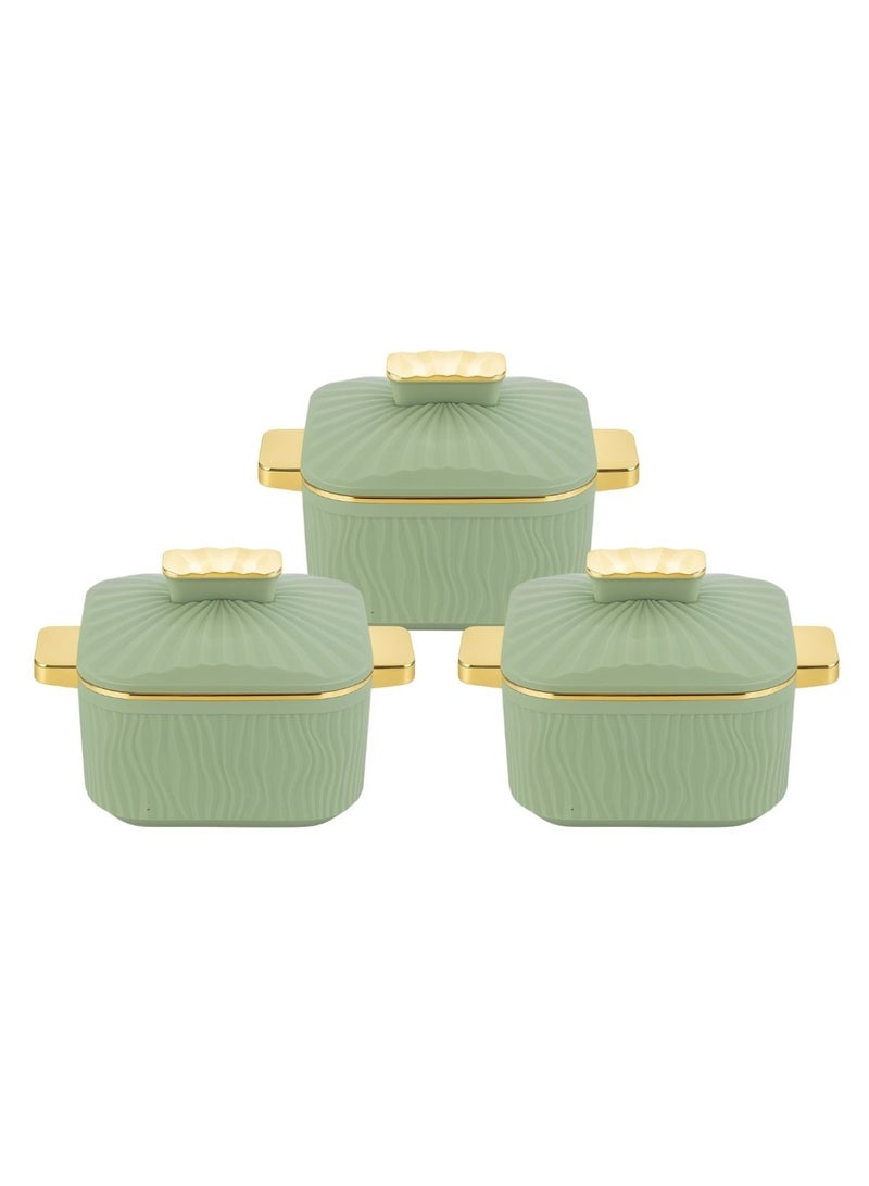 تسوماب طقم طاجن مربع فاخر معزول من تسوماب، مكون من 3 قطع (1000 مل + 1500 مل + 2000 مل) - Image 1