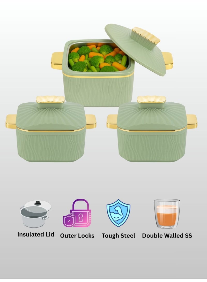 تسوماب طقم طاجن مربع فاخر معزول من تسوماب، مكون من 3 قطع (1000 مل + 1500 مل + 2000 مل) - Image 3