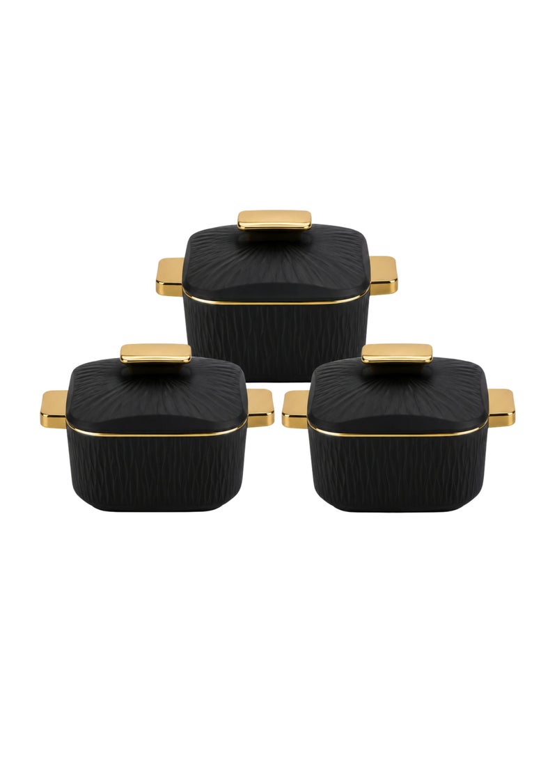 Tsumab 3-Piece Premium Square Insulated Casserole Set (1000ml + 1500ml + 2000ml)