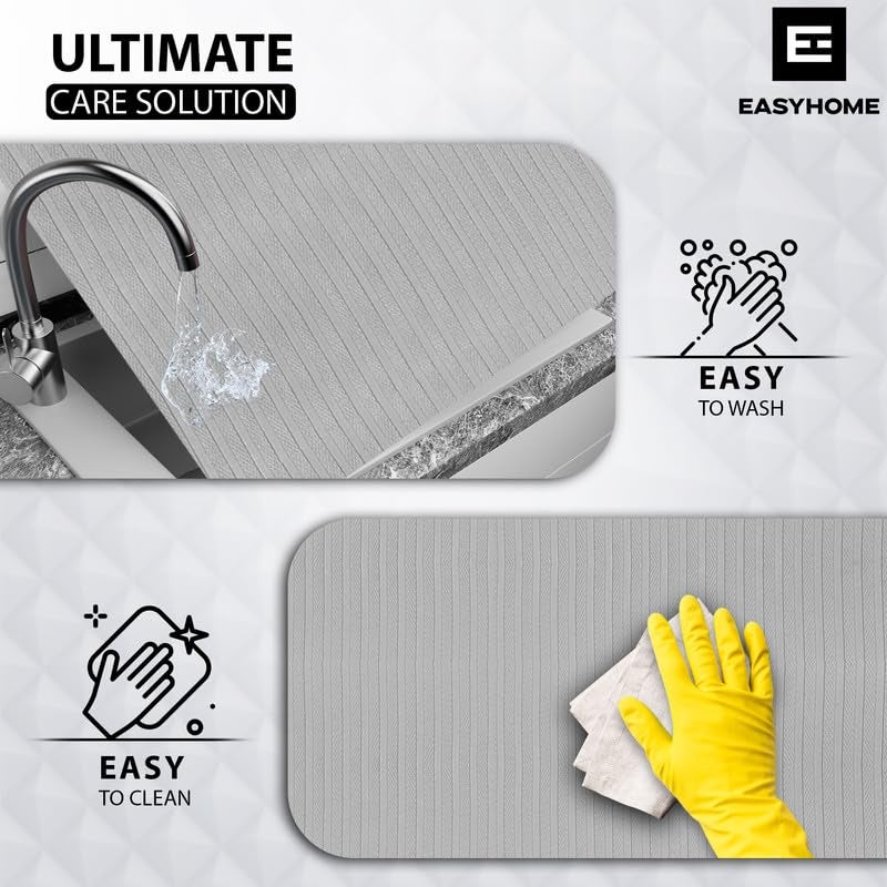 Easy Home EASYHOME حصيرة EVA متعددة الاستخدامات مقاومة للانزلاق (45m x 1.5 متر، خطوط رمادية) – مقاومة للماء، قابلة للغسل، ورقة لف بطانة رف للمطبخ، الحمام، الأدراج، الخزائن، الثلاجة وحصيرة الطاولة - Image 4