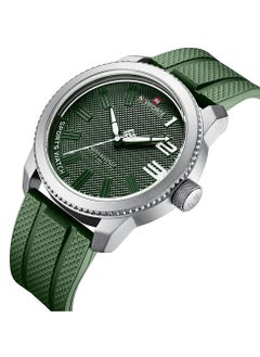 NAVIFORCE Men Green Sports Watch with Rubber Strap Durable Analog Quartz Wristwatch Water Resistant for Outdoor Activities  - Image 2