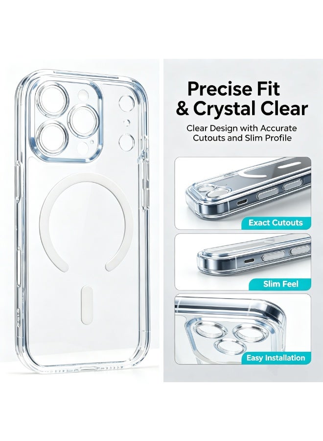 جراب iPhone 17 Pro Max، متوافق مع MagSafe، مضاد للاصفرار ومضاد للخدش، جراب شفاف متين مقاوم للصدمات لهاتف iPhone 17 Pro Max، شفاف - Image 5
