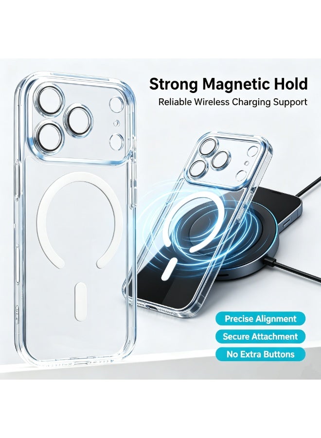 جراب iPhone 17 Pro Max، متوافق مع MagSafe، مضاد للاصفرار ومضاد للخدش، جراب شفاف متين مقاوم للصدمات لهاتف iPhone 17 Pro Max، شفاف - Image 2