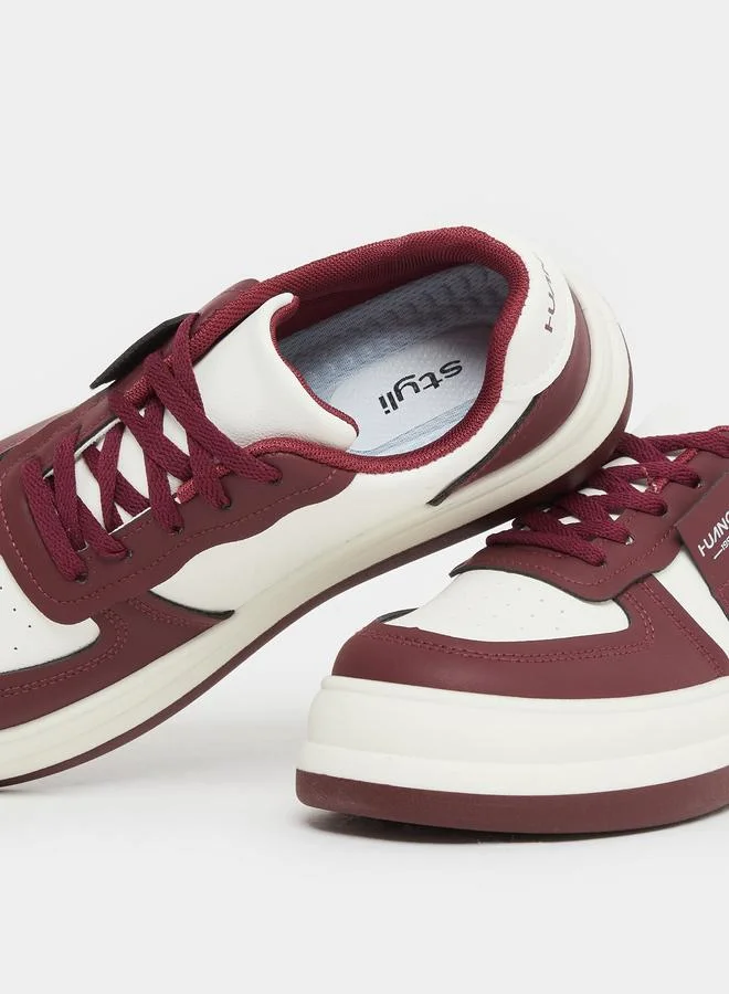 Styli Styli Women Burgundy Contrast Panel Sneakers