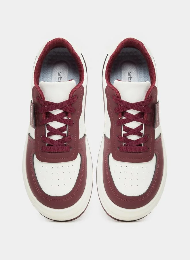 Styli Styli Women Burgundy Contrast Panel Sneakers