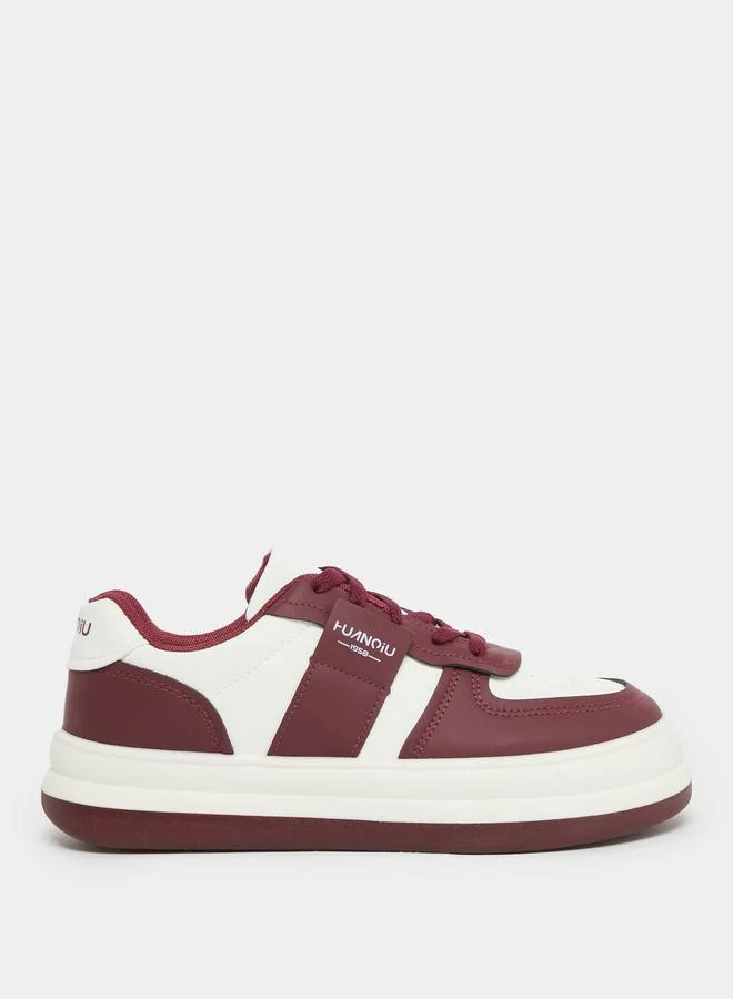 Styli Styli Women Burgundy Contrast Panel Sneakers