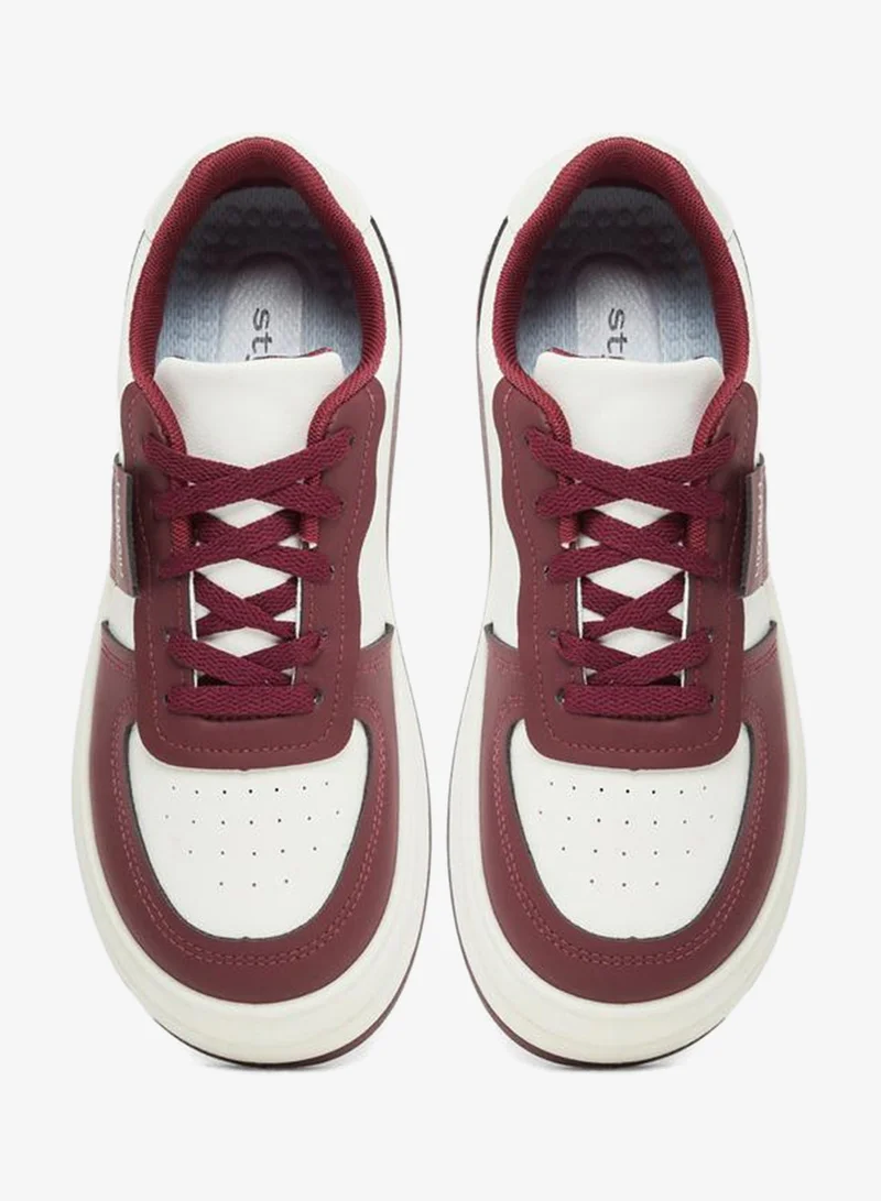 Styli Burgundy Women Burgundy Contrast Panel Sneakers for Women | Best Price UAE