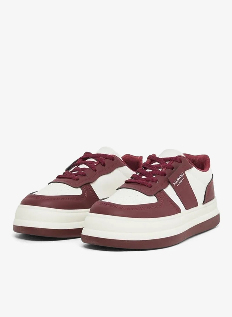 Styli Burgundy Women Burgundy Contrast Panel Sneakers for Women | Best Price UAE