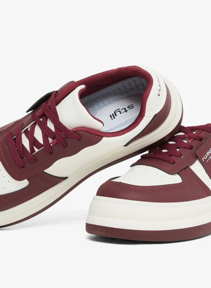 Styli Burgundy Women Burgundy Contrast Panel Sneakers for Women | Best Price UAE