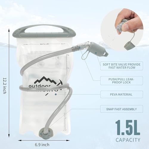 INOXTO 1.5L/2L Hydration Bladder, Water Bladder with Water Reservoir Hose Insulator & High Flow Bite Valve for Hiking Backpack, Leak Proof 1.5/2L Water Reservoir for Camping Cycling Running (1.5L) - Image 5