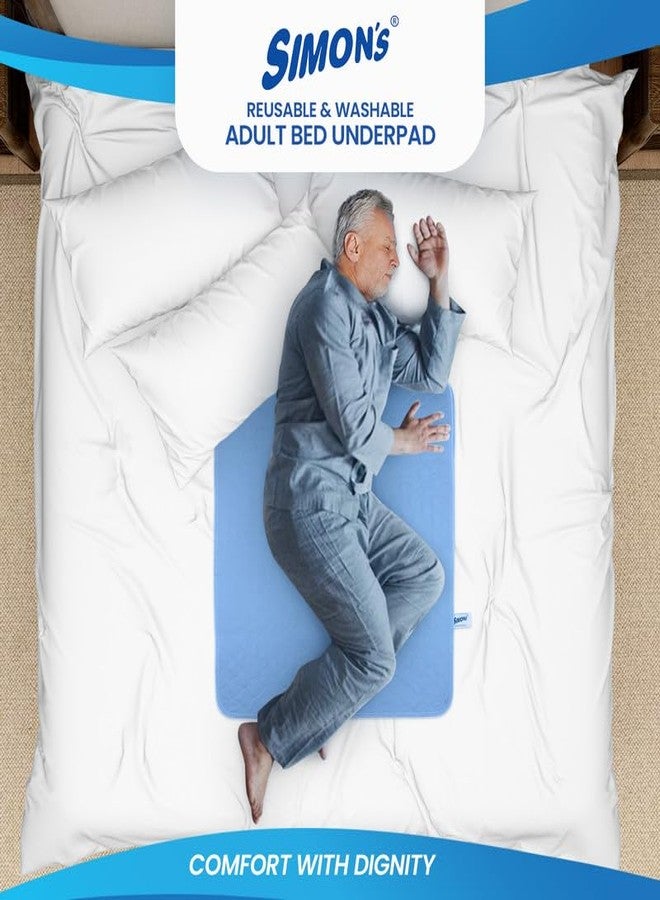 Simon's Simon’s Adult Reusable Classic Bed Underpad for Elderly, Heavy Absorbency Large Size 34 X 36 inches | Leak Proof 4 Layer Design Protects Surfaces for Incontinence Patients - Blue | Pack of 4 - Image 2