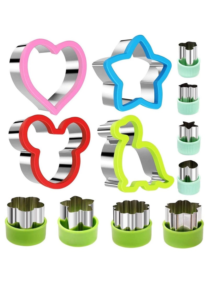 Bukela 12Pcs Stainless Steel Sandwich Cookie Cutters Set Mini Vegetable Fruit Cutters Food Grade Cookie Cutter Mold for Kids Food Decoration Tools for Kitchen - Image 1