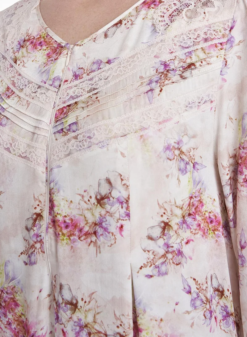 KASHKHA Floral Print Long Nigtwear Dress