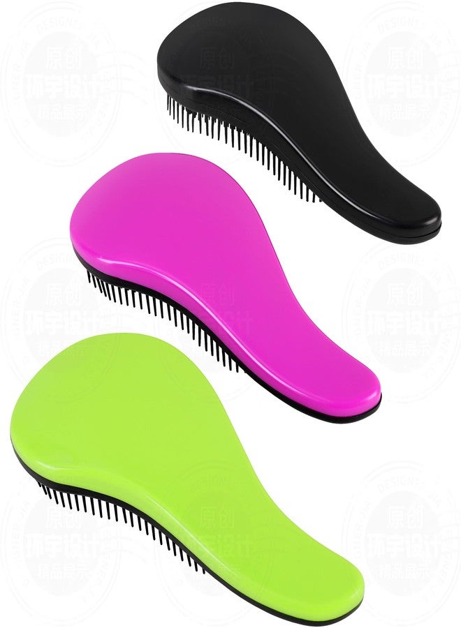 79STYLE 3pcs Detangler Brush Tangle Free Hair Brushes For Kids Knot Free No Pain Detangling Kids Hair Brush Combs For Women Curly Fine Hair (Size 7.4 Inch -Green) - Image 1