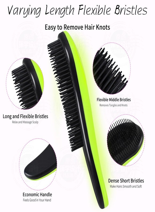 79STYLE 3pcs Detangler Brush Tangle Free Hair Brushes For Kids Knot Free No Pain Detangling Kids Hair Brush Combs For Women Curly Fine Hair (Size 7.4 Inch -Green) - Image 2