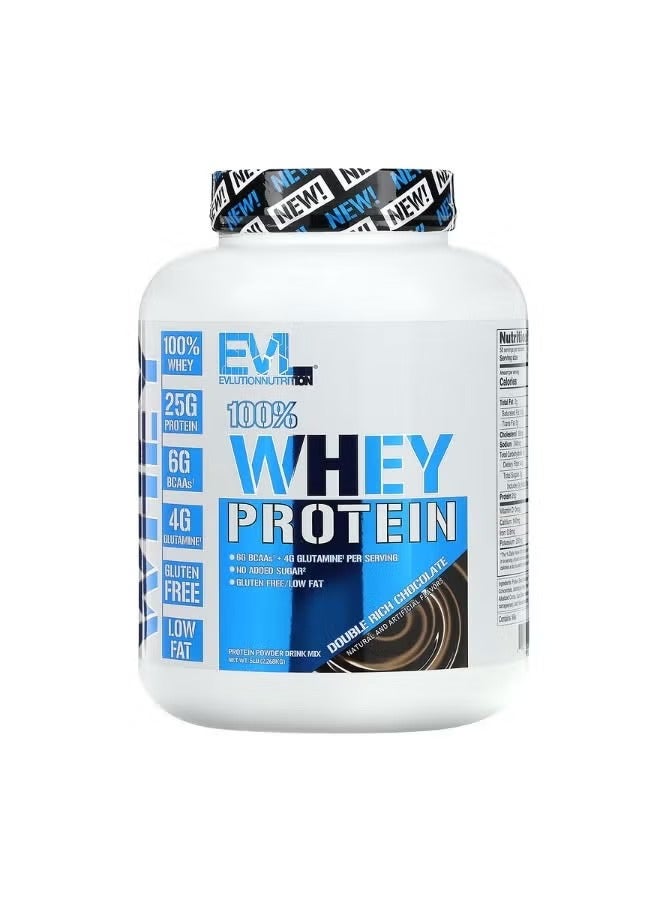 EVLution Nutrition, 100% Whey Protein, Double Rich Chocolate, 5lb (2.268 kg)