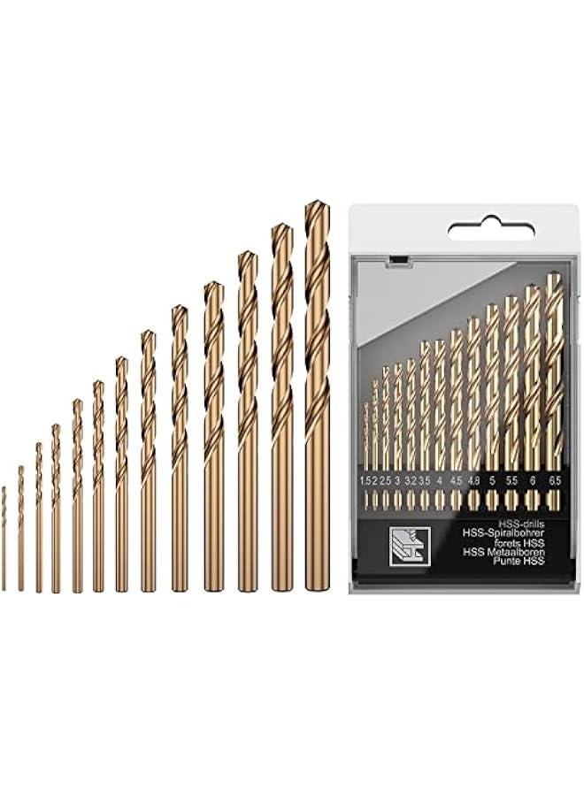 13 PCS Metric M35 Cobalt Steel Twist Drill Bit Set HSS Extremely Heat Resistant with Straight Shank to Cut Through Hard Metals Like A Hot Knife Through er,Such as Stainless Steel,Titanium Alloy  - Image 1