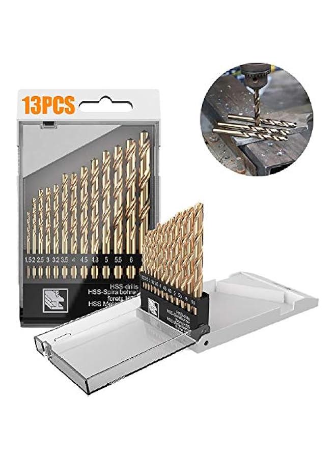 13 PCS Metric M35 Cobalt Steel Twist Drill Bit Set HSS Extremely Heat Resistant with Straight Shank to Cut Through Hard Metals Like A Hot Knife Through er,Such as Stainless Steel,Titanium Alloy  - Image 2