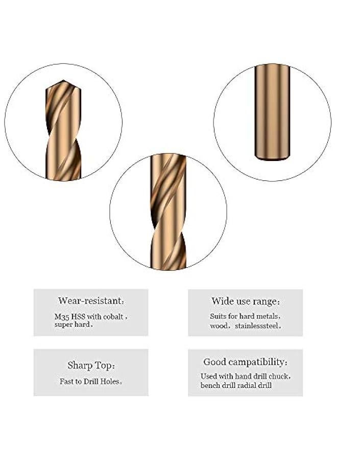 13 PCS Metric M35 Cobalt Steel Twist Drill Bit Set HSS Extremely Heat Resistant with Straight Shank to Cut Through Hard Metals Like A Hot Knife Through er,Such as Stainless Steel,Titanium Alloy  - Image 5