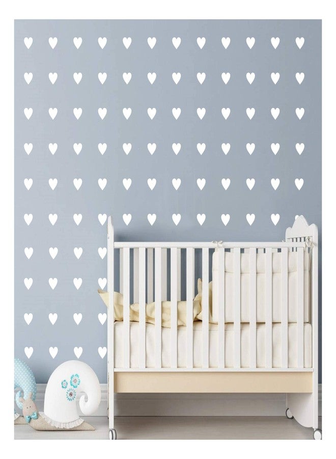 JURUOXIN 2inchx100 Pieces DIY Heart Wall Decal Vinyl Sticker for Baby Kids Children Boy Girl Bedroom Decor Removable Nursery Decoration (White) - Image 1