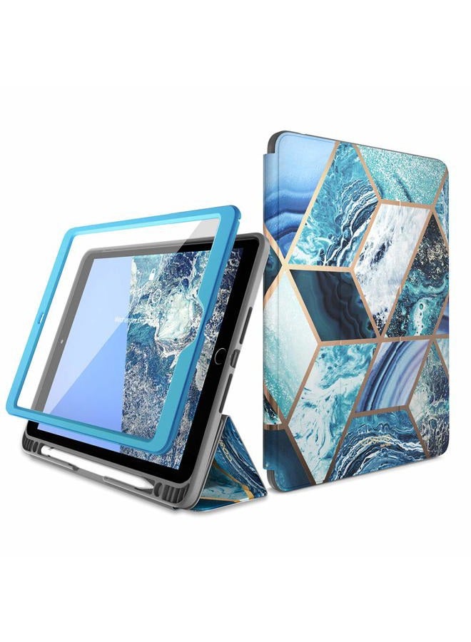 I-blason Cosmo Case for iPad 9th/8th/7th Generation, iPad 10.2 (2021/2020/2019), Full-Body Trifold with Built-in Screen Protector Protective Smart Cover with Auto Sleep/Wake & Pencil Holder (Blue) - Image 1