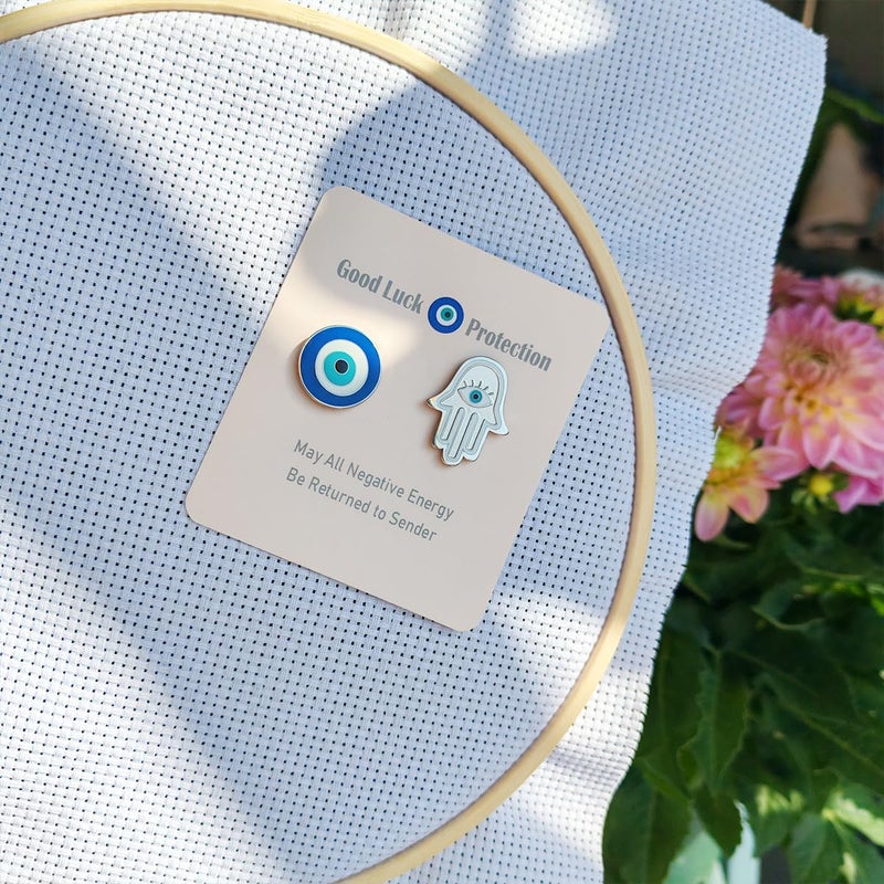 ESWEUOOM Evil Eye Needle Minder Magnetic, Protection Needle Nanny Keeper for Cross Stitch Embroidery Sewing Needle and Pin Holders Needlework Accessories Set Blue Silver Stainless Steel - Image 3